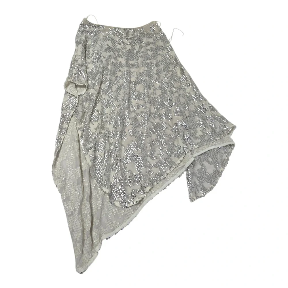 Rubber Ducky asymetrical skirt Small White with silver sequins